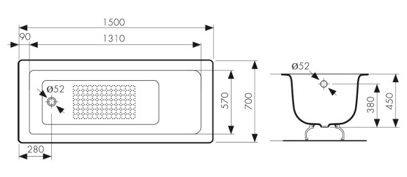 КВ-1604 Ванна KAISER чугунная