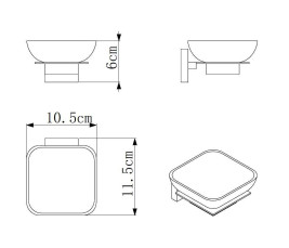 Мыльница Rainbowl CUBE для ванной 2785-8BP квадратная настенная керамика чёрная матовая