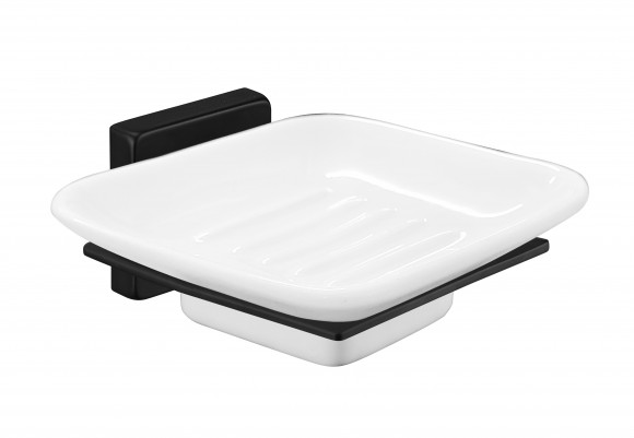 Мыльница Rainbowl CUBE для ванной 2785-8BP квадратная настенная керамика чёрная матовая Мыльница Rainbowl CUBE для ванной 2785-8BP квадратная настенная керамика чёрная матовая