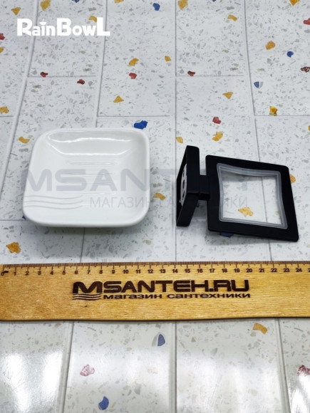Мыльница Rainbowl CUBE для ванной 2785-8BP квадратная настенная керамика чёрная матовая Мыльница Rainbowl CUBE для ванной 2785-8BP квадратная настенная керамика чёрная матовая