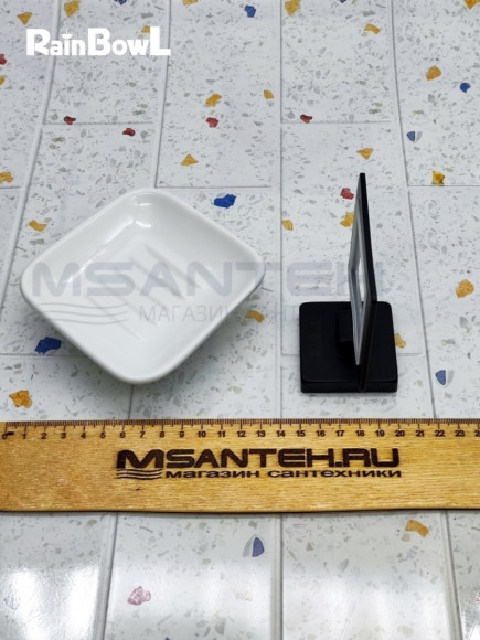 Мыльница Rainbowl CUBE для ванной 2785-8BP квадратная настенная керамика чёрная матовая Мыльница Rainbowl CUBE для ванной 2785-8BP квадратная настенная керамика чёрная матовая