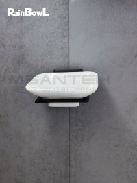 Мыльница Rainbowl CUBE для ванной 2785-8BP квадратная настенная керамика чёрная матовая