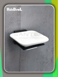Мыльница Rainbowl CUBE для ванной 2785-8BP квадратная настенная керамика чёрная матовая