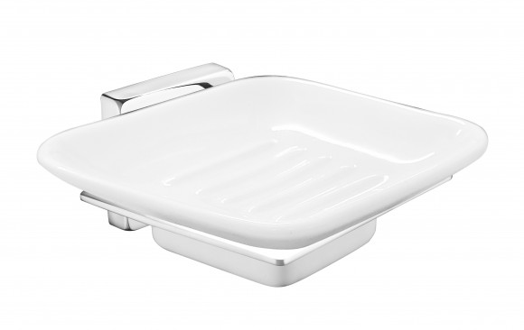 Мыльница Rainbowl CUBE для ванной 2785-8 квадратная настенная керамика хром