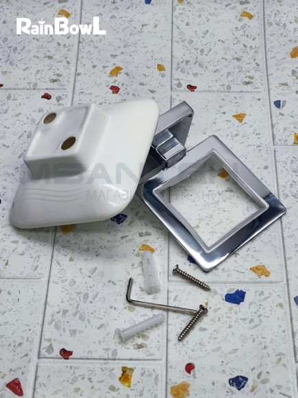 Мыльница Rainbowl CUBE для ванной 2785-8 квадратная настенная керамика хром