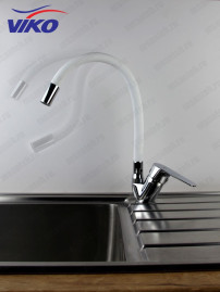 Смеситель VIKO V-4148 для кухни, с гибким БЕЛЫМ изливом