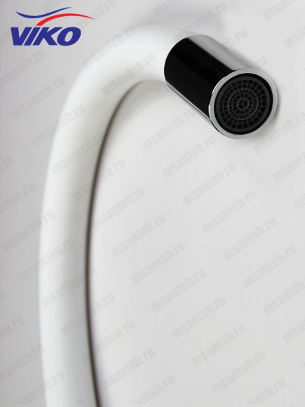 Смеситель VIKO V-4148 для кухни, с гибким БЕЛЫМ изливом