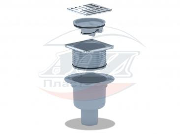 Трап АНИ Пласт TQ5702 O50 верт. вып., с рег. решеткой, нерж/сталь 10 х10, сухой