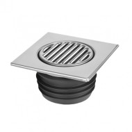 Решетка 150х150 мм с фильтр. сеткой, обр. клапаном и "сухим" затвором, выход 110 мм, нерж. сталь, McAlpine