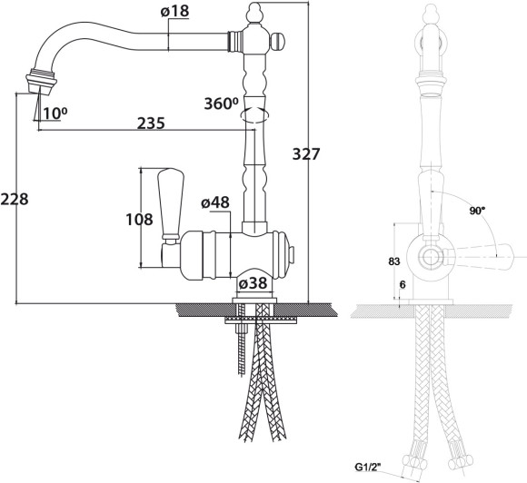 Смеситель KAISER 31066-3Br Vincent для кухни