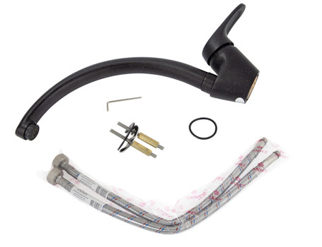 Смеситель KAISER 55244-3 County для кухни, черный мрамор