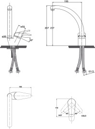 Смеситель KAISER 55244-3 County для кухни, черный мрамор