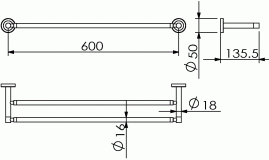 Полотенцедержатель Langberger хромированный к стене двойной 60 см 11002A