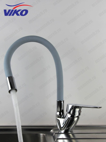 Смеситель VIKO V-4168 для кухни, с гибким СЕРЫМ изливом