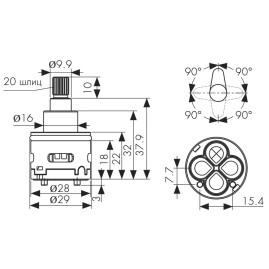 Дивертор KAISER 6012 / 72462 4-х режимный, 360°