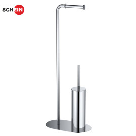 Стойка SCHEIN 9302CH напольная круглая хром (ерш хром + бумагодержатель без крышки) из латуни