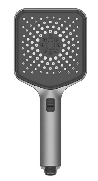 Душевая лейка KAISER SH-124 квадратная, пластик, 3 режима, 120х120х270 мм, Воронёная сталь