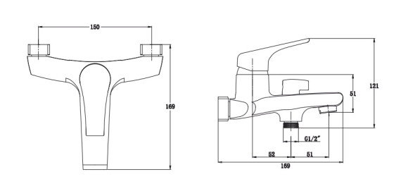 Смеситель KAISER 00022 Eco для ванны (дивертор 6002)