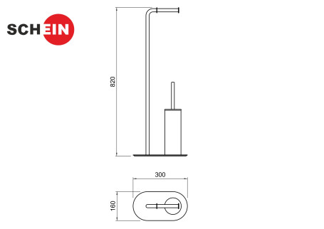 Стойка SCHEIN 9302MB напольная круглая черная (ерш хром + бумагодержатель без крышки) из латуни