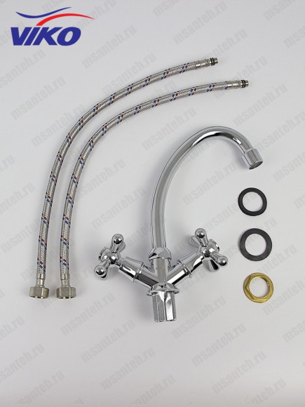Смеситель VIKO V-1113 для кухни, маховики крест керамика, с гайкой