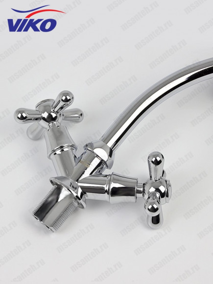 Смеситель VIKO V-1113 для кухни, маховики крест керамика, с гайкой
