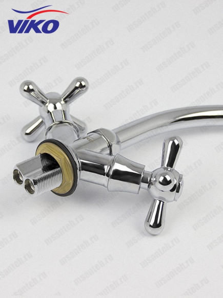 Смеситель VIKO V-1113 для кухни, маховики крест керамика, с гайкой