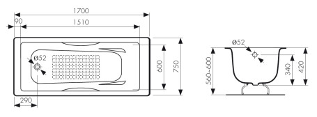 КВ-1706 Ванна KAISER чугунная