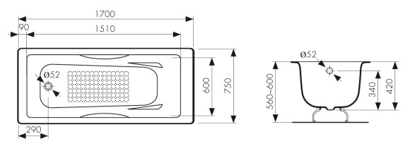 КВ-1706 Ванна KAISER чугунная