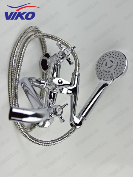 Смеситель VIKO V-1115 для ванны, излив 35см, маховики крест керамика, переключатель картриджный