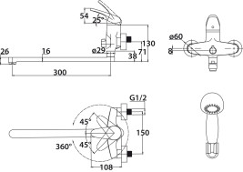 Смеситель KAISER 55255 County для ванны 
