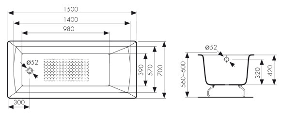 КВ-1801 Ванна KAISER чугунная