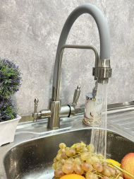 Уценка 1 Смеситель для кухни VIEIR V15006G с гибким изливом серый Уценка 1 Смеситель для кухни VIEIR V15006G с гибким изливом серый