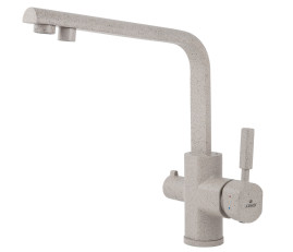 Смеситель KAISER 40144-4 Decor для кухни, с краном для питьевой воды, песочный мрамор