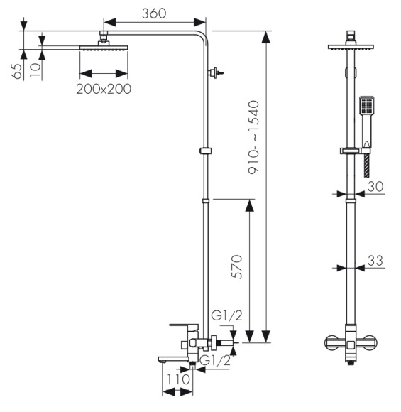 Душевая система KAISER 34182 Sonat, дивертор 6034