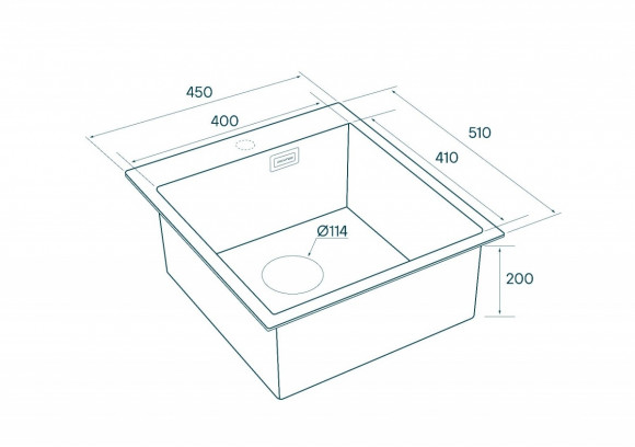 Мойка NECKAR, PM804551-GM, вороненая сталь, 450х510мм, Paulmark
