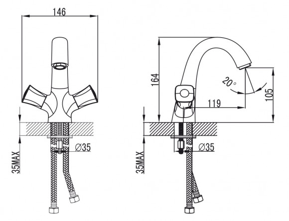 Смеситель KAISER 17211 Topaz для раковины Смеситель KAISER 17211 Topaz для раковины
