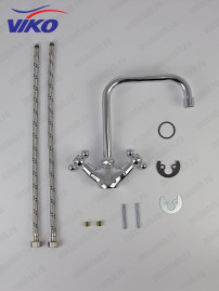 Смеситель VIKO V-1213 Ёлка для кухни, маховики крест керамика