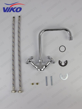 Смеситель VIKO V-1213 Ёлка для кухни, маховики крест керамика