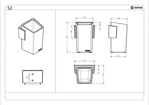 Стакан к стене Solid Surface (Минеральный композитный материал) Sonia 158812 Стакан к стене Solid Surface (Минеральный композитный материал) Sonia 158812