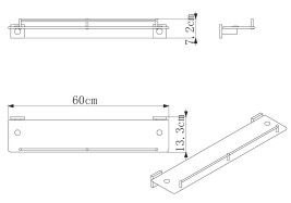 Полка Rainbowl CUBE с ограничителем стекло 60см черный матовый (2753-60BP)