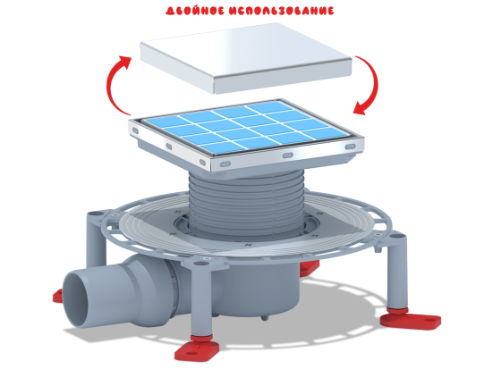 Трап АНИ Пласт TVZ5812 Ø50 гориз. вып., решетка нерж/сталь 15 х15, h-75mm