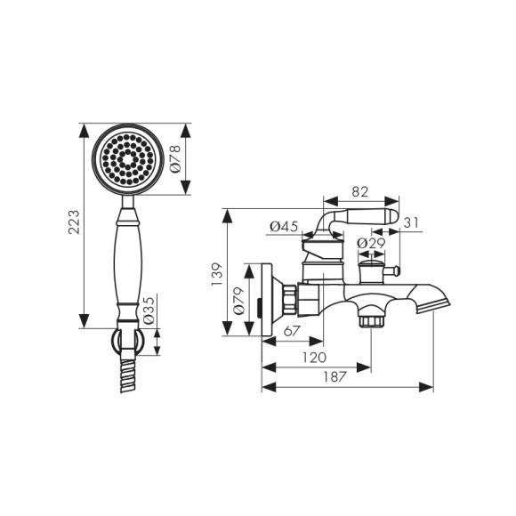 Смеситель KAISER 31522-1 Vincent для ванны