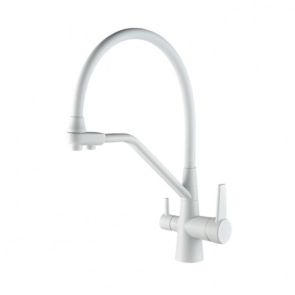 Смеситель SCHEIN 8684-WP для кухни с мягким изливом и подключением фильтра, белый