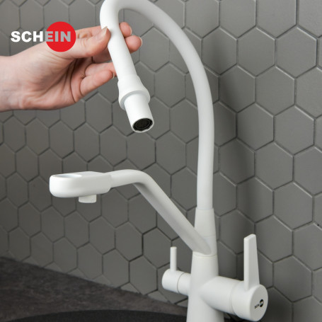 Смеситель SCHEIN 8684-WP для кухни с мягким изливом и подключением фильтра, белый