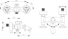 Смеситель KAISER 57022 Trio для ванны