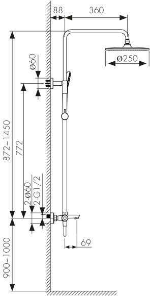 Душевая система KAISER 05182-2 Cezar с термостатом 6282