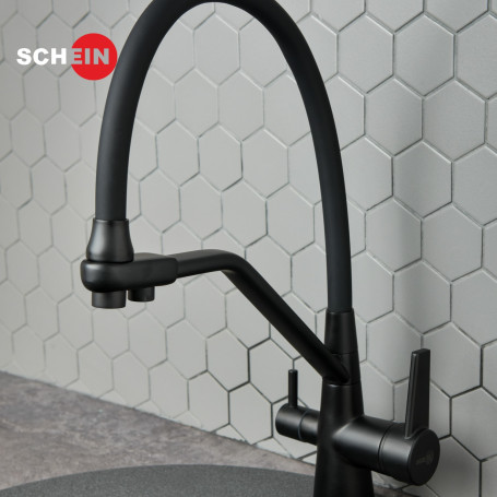 Смеситель SCHEIN 8684-BPдля кухни с мягким изливом и подключением фильтра, черный