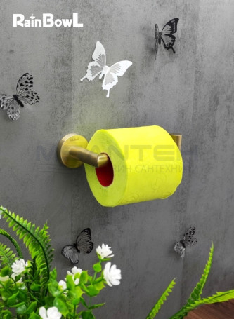 Бумагодержатель Rainbowl 2241-1G LONG для ванной без крышки настенный золото матовый