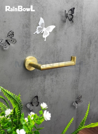 Бумагодержатель Rainbowl 2241-1G LONG для ванной без крышки настенный золото матовый
