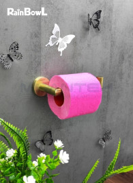 Бумагодержатель Rainbowl 2241-1G LONG для ванной без крышки настенный золото матовый